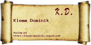 Klemm Dominik névjegykártya
